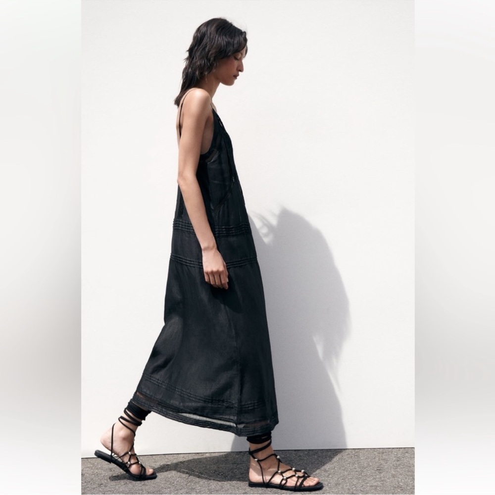 Black Zara LACE INSERT RAMIE DRESS Dress XS - Picture 4 of 8